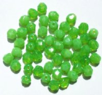 50 6mm Faceted Milky Green Apple Opal Beads
